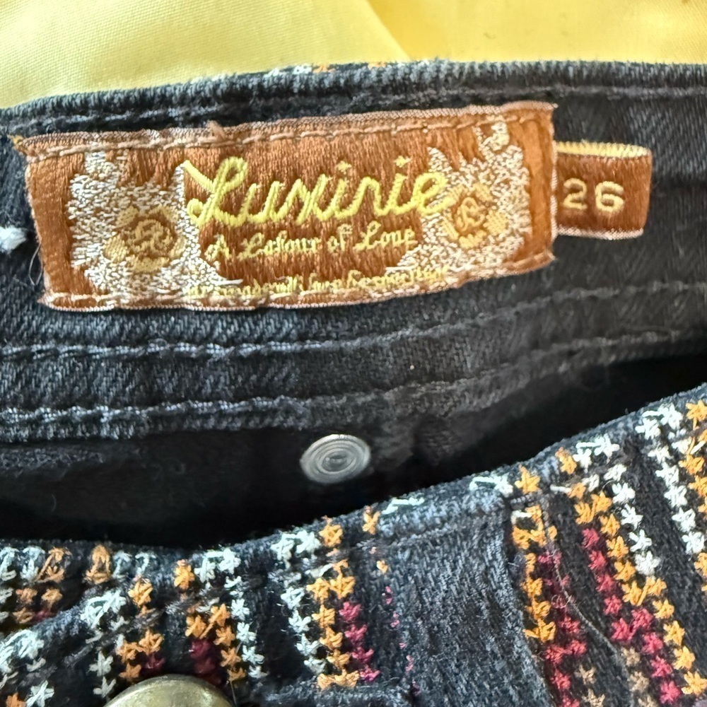 Vintage Luxirie Labor Of Love Jeans Denim Womens Size 26 Embroidered Pockets - Picture 12 of 16